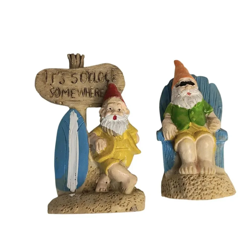 Lot Of 13 Miniature Garden Gnomes Fairies And Accessories Resin True Living New